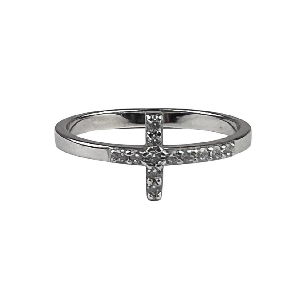 ATI Sterling Silver Ring Sideways Cross Size 9